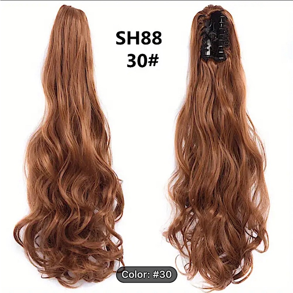 Light Red Pony Tail Hair Claw Hair Extension Piece 22”